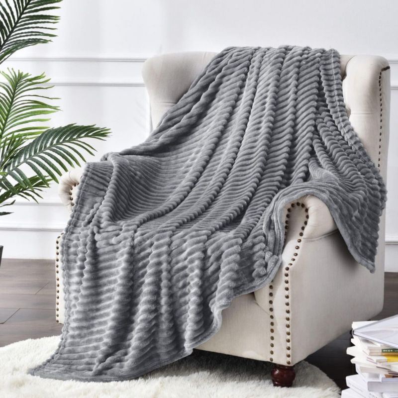 Manta BEDELITE 132x178 cm Gris 3D con Tejido Jacquard