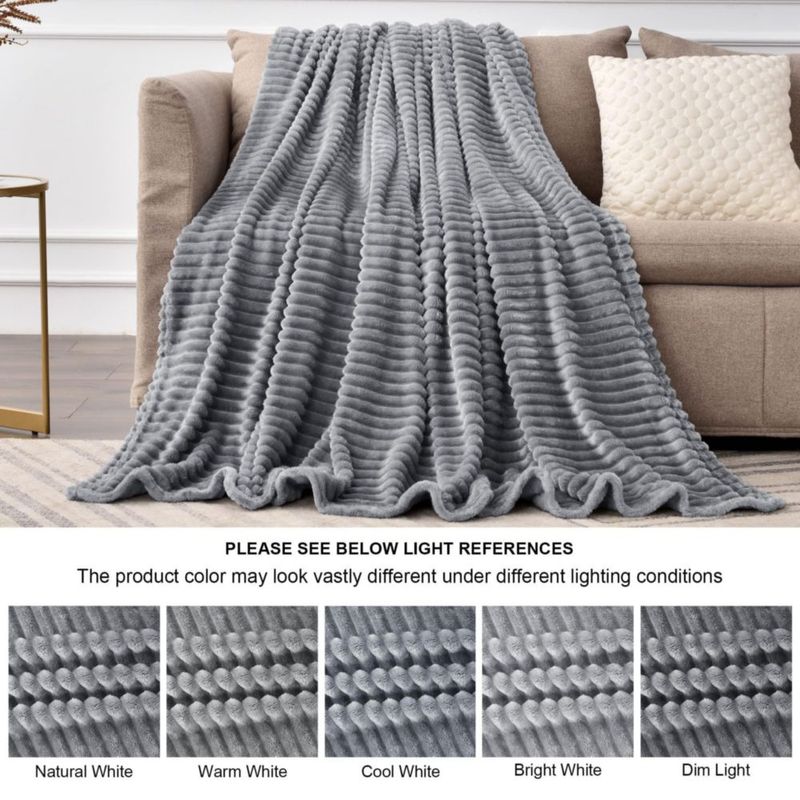Manta BEDELITE 132x178 cm Gris 3D con Tejido Jacquard