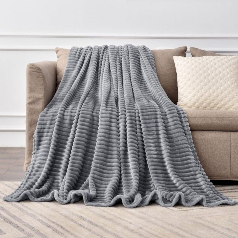 Manta BEDELITE 132x178 cm Gris 3D con Tejido Jacquard