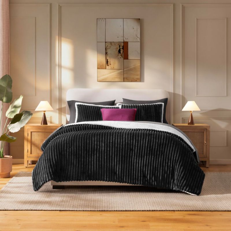 Juego de edredón UGG Queen 90x92 in Negro 3 piezas