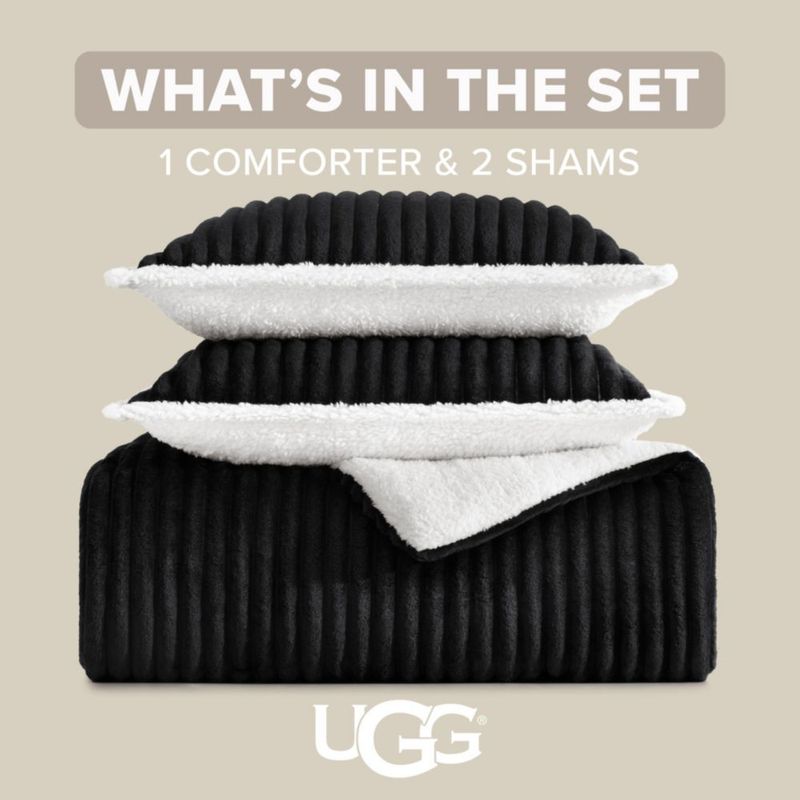 Juego de edredón UGG Queen 90x92 in Negro 3 piezas