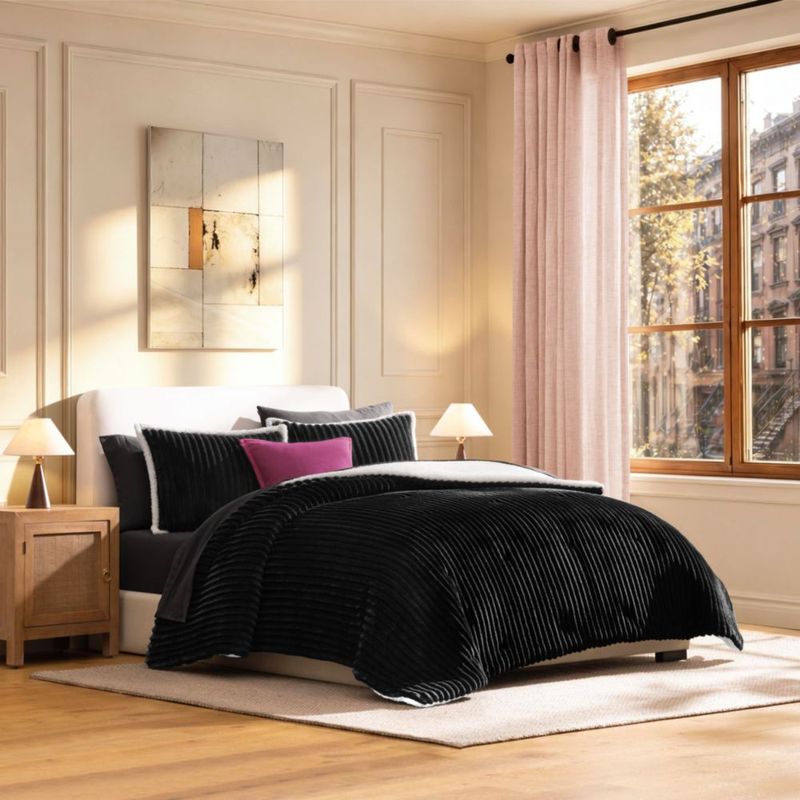 Juego de edredón UGG Queen 90x92 in Negro 3 piezas