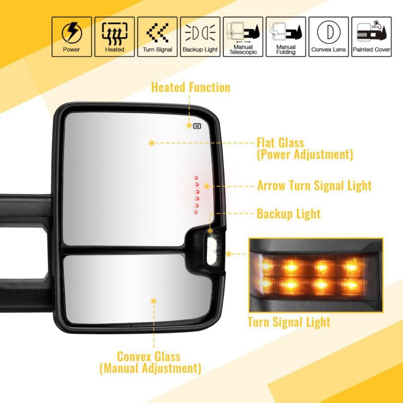 Espejos de remolque Sanooer para Chevy Silverado y GMC Sierra