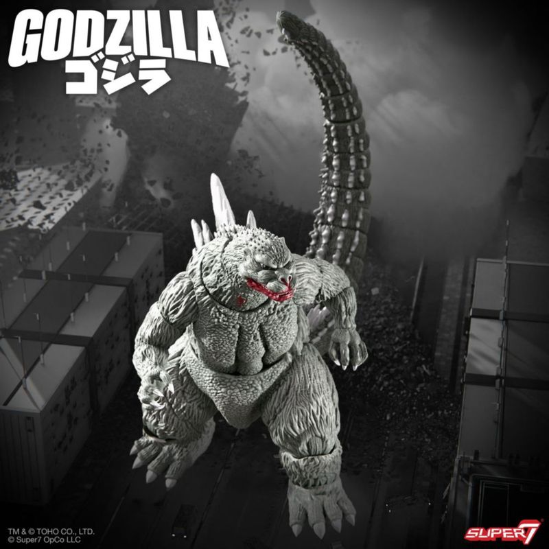 Figura de acción Super7 Godzilla 18 cm Comic en escala de grises
