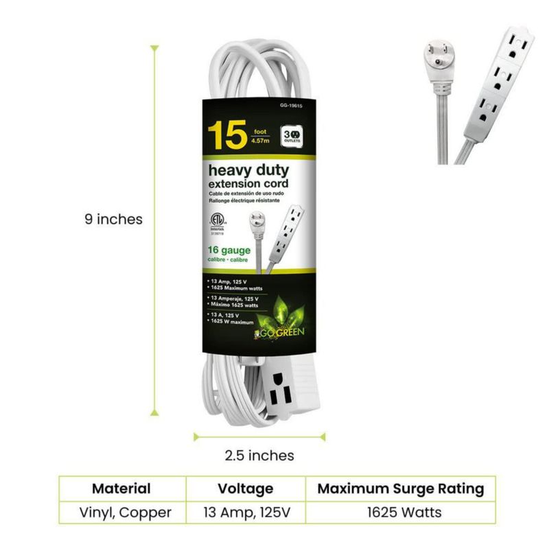Cable de extensión Power By GoGreen 457 m 3 tomas