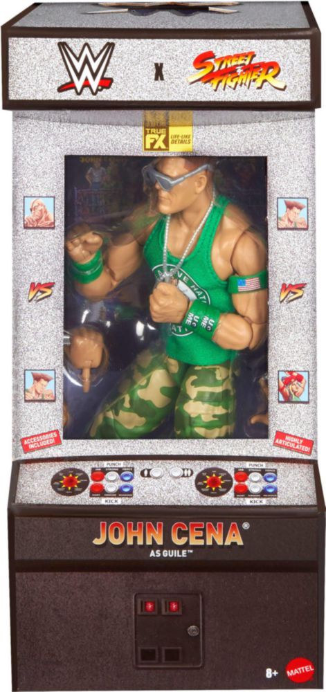 Figura de acción WWE John Cena 15 cm como Guile de Street Fighter