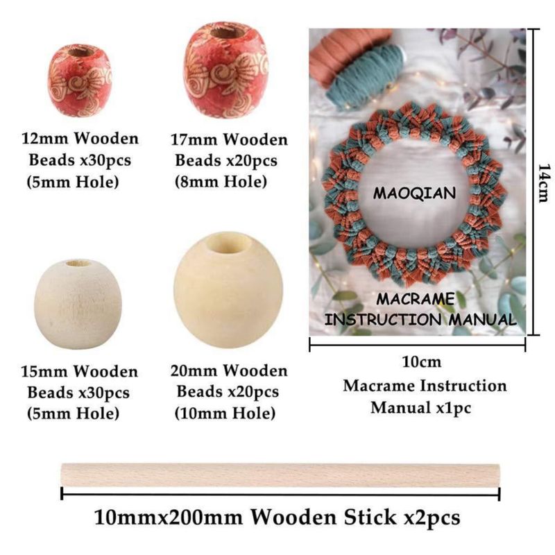 Kit de macramé MAOQIAN 120 piezas cuerda de algodón de 220 yd y cuentas