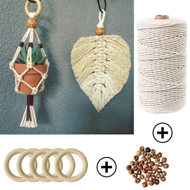 Kit de macramé MAOQIAN 120 piezas cuerda de algodón de 220 yd y cuentas