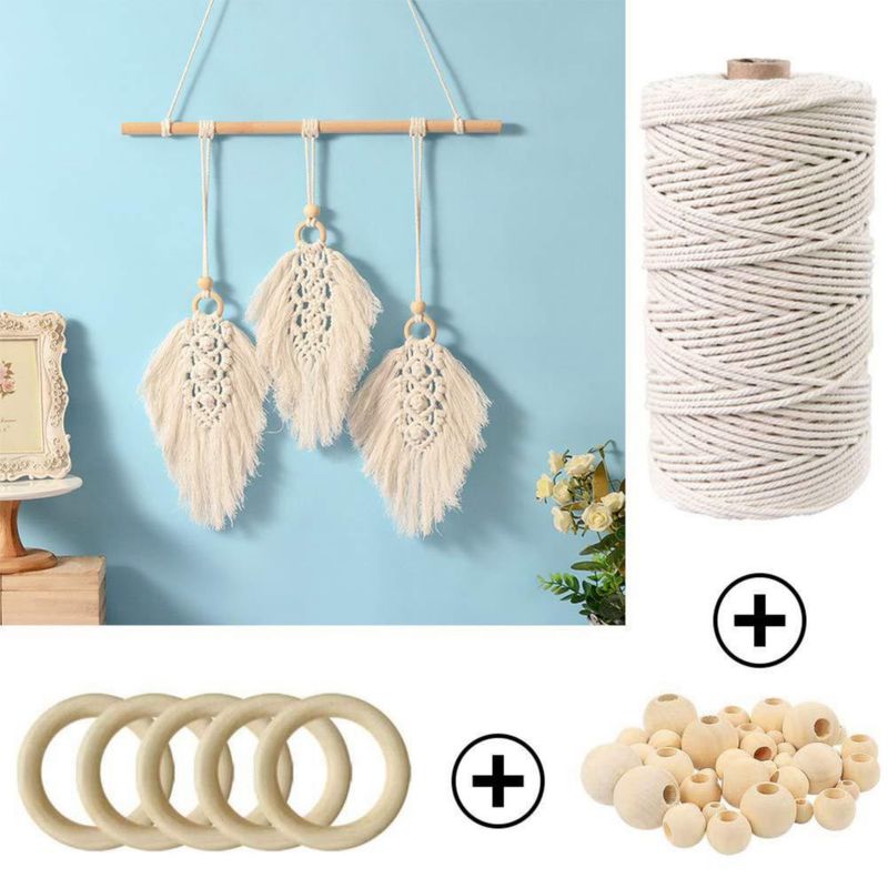 Kit de macramé MAOQIAN 120 piezas cuerda de algodón de 220 yd y cuentas