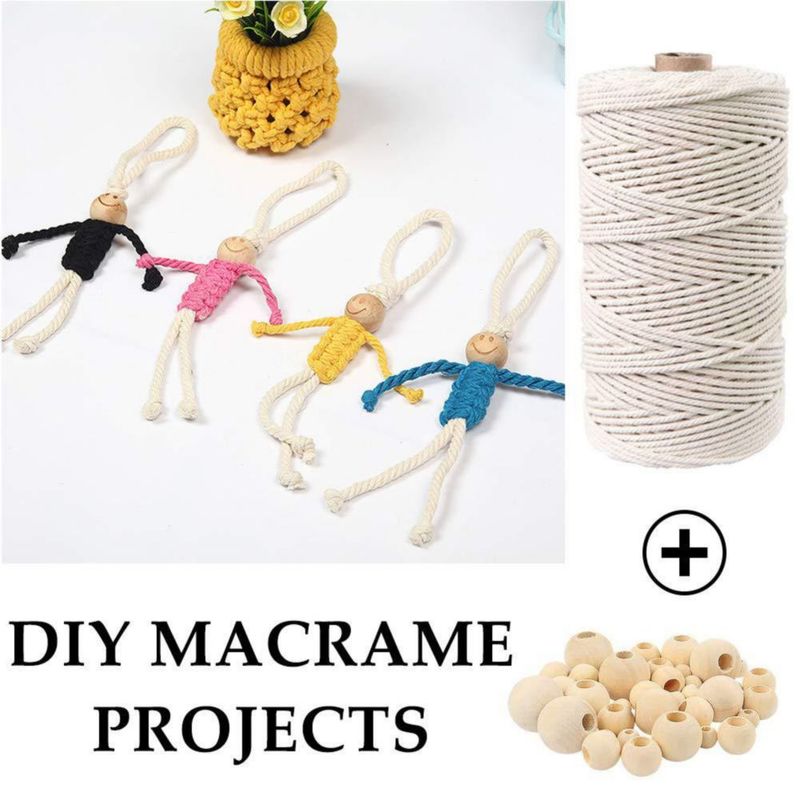Kit de macramé MAOQIAN 120 piezas cuerda de algodón de 220 yd y cuentas