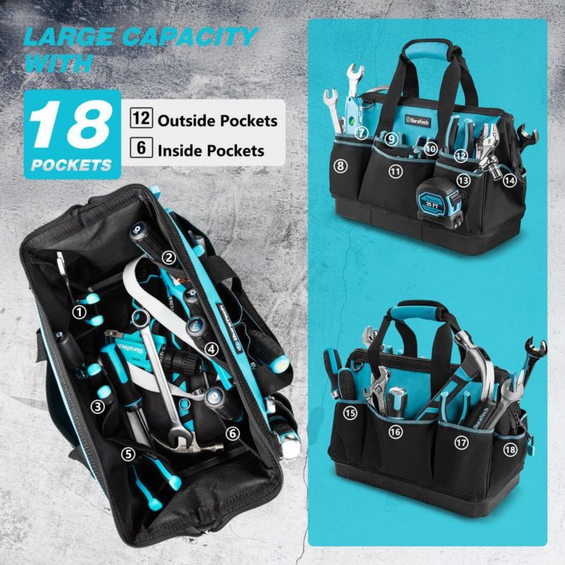 Bolsa de herramientas DURATECH 41 cm 18 bolsillos de alta resistencia