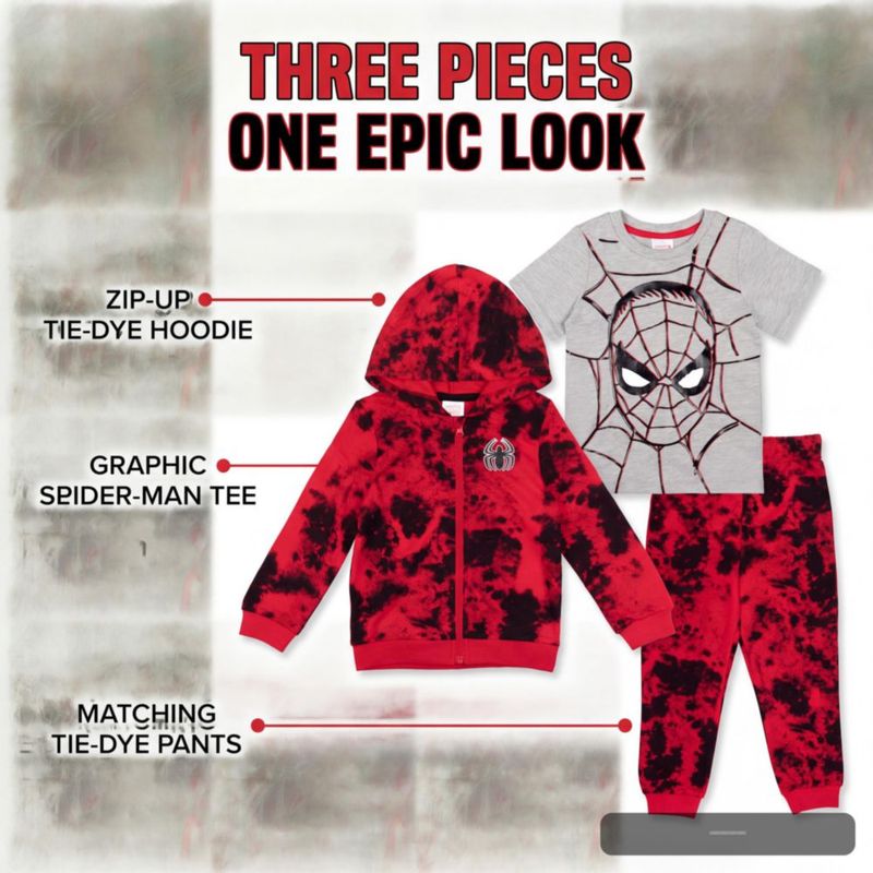 Conjunto de sudadera con capucha Marvel Spider-Man 5T tie-dye