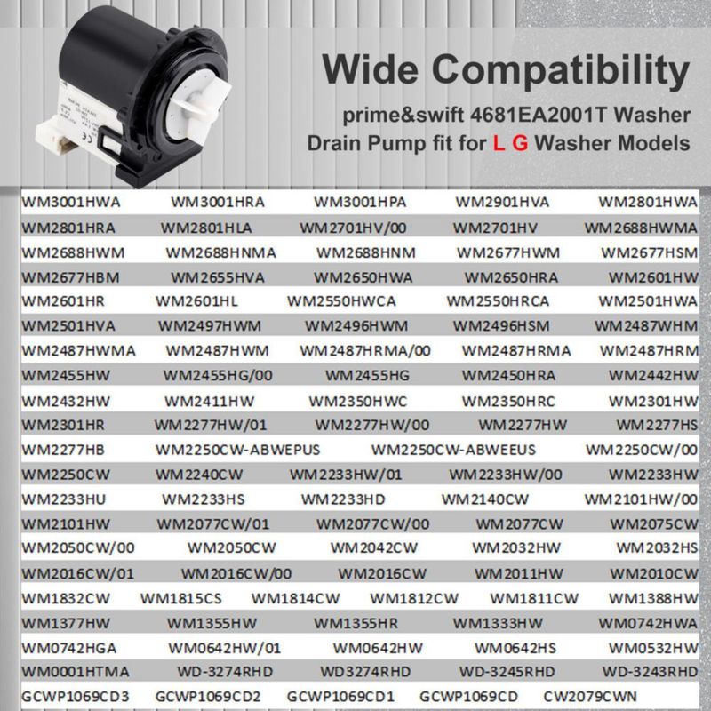 Bomba de drenaje para lavadora prime&swift 4681EA2001T 85W 110V