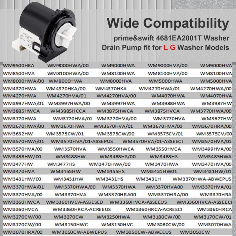 Bomba de drenaje para lavadora prime&swift 4681EA2001T 85W 110V