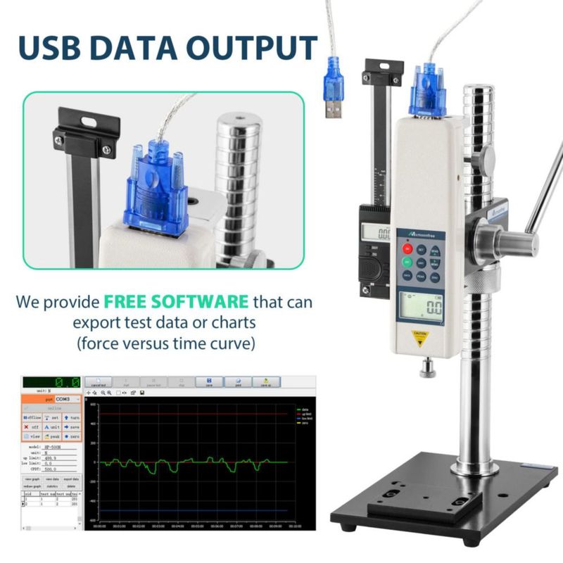 Mxmoonfree Medidor Digital de Fuerza Push‑Pull 500N/112Lbf con Soporte de Prueba de Palanca