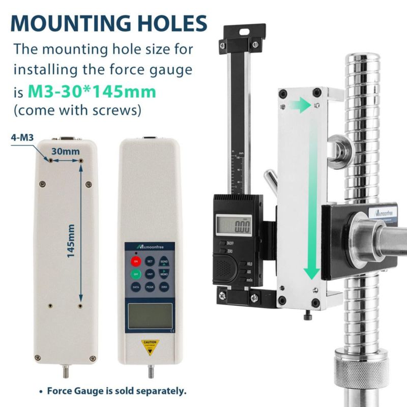 Mxmoonfree Medidor Digital de Fuerza Push‑Pull 500N/112Lbf con Soporte de Prueba de Palanca