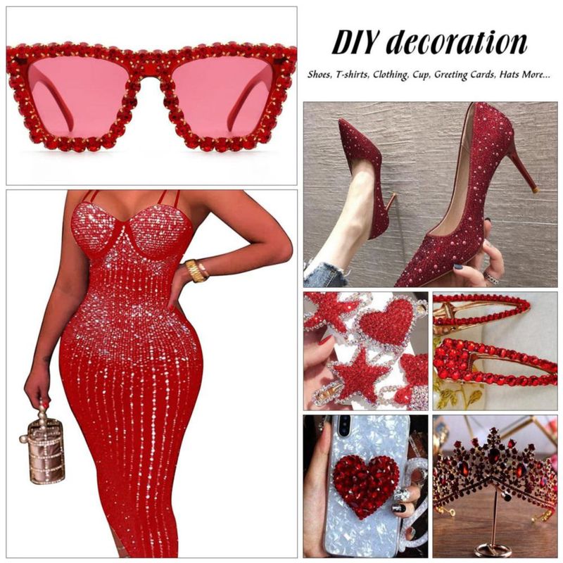 Kit de Strass Rojo MEIBITE 6796 piezas (SS6~SS30)