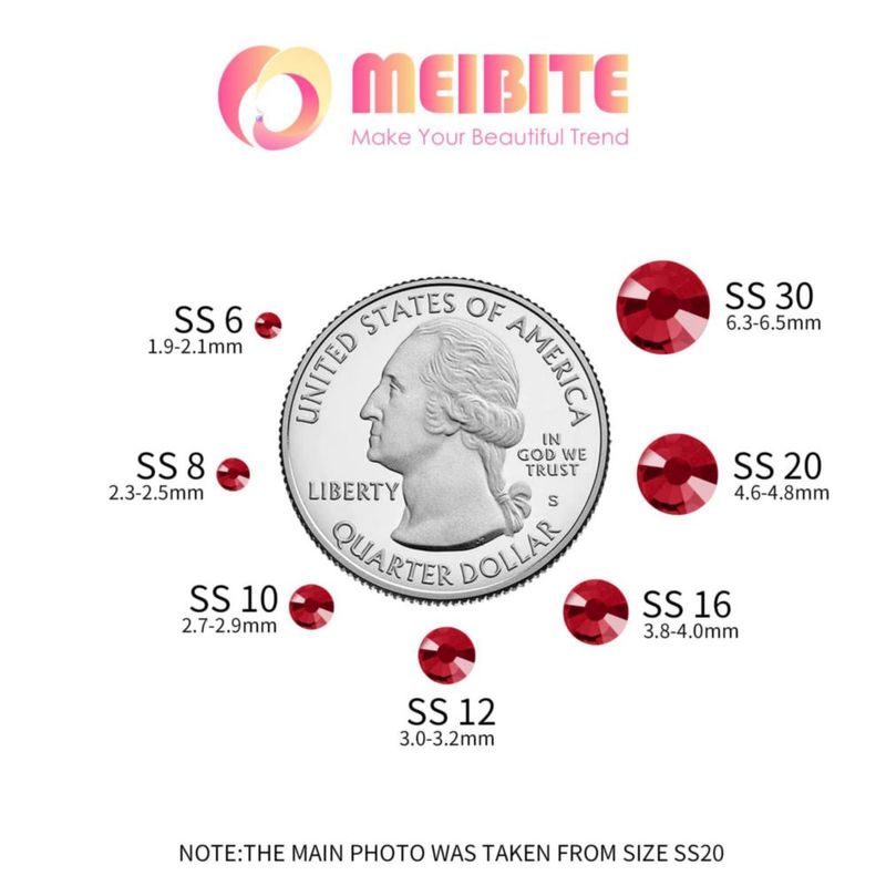 Kit de Strass Rojo MEIBITE 6796 piezas (SS6~SS30)