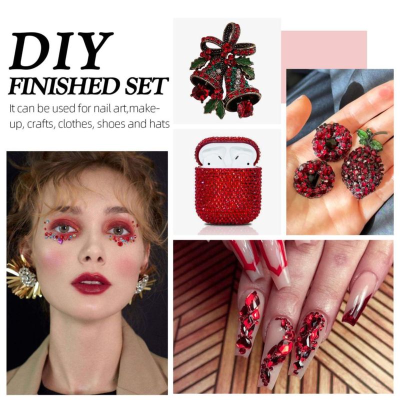 Kit de Strass Rojo MEIBITE 6796 piezas (SS6~SS30)