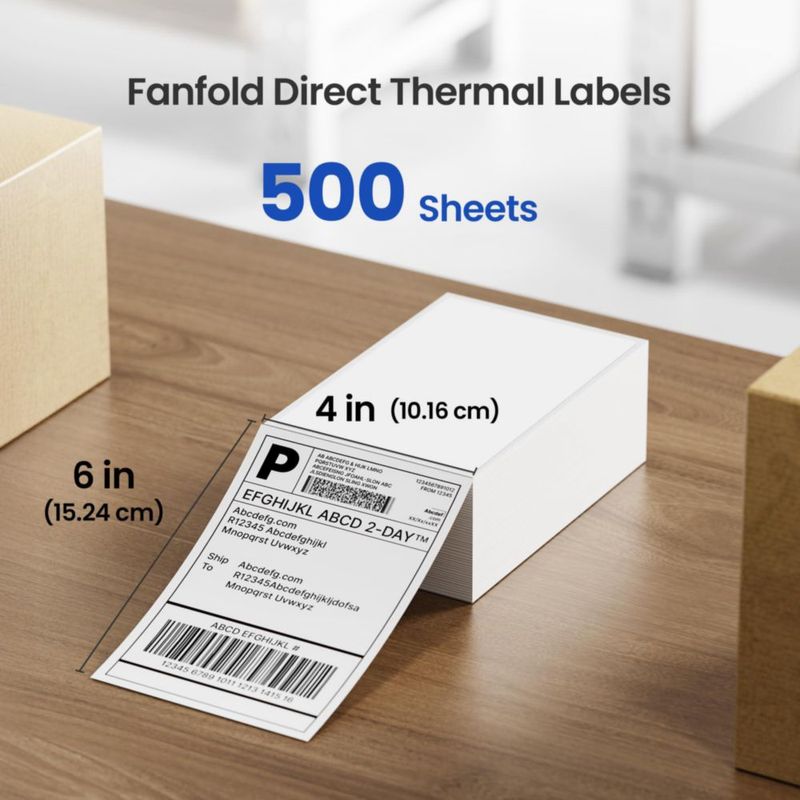 Etiquetas térmicas ETIKEZ 4x6 paquete de 500 formato fanfold para envío