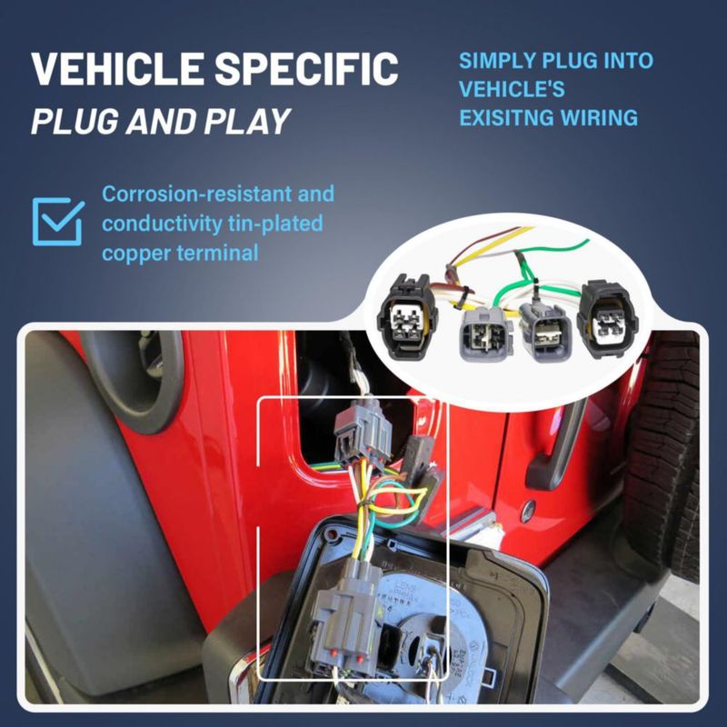 Arnés de cableado plano de 4 vías MECMO 200 cm para Jeep Wrangler TJ 1998‑2006