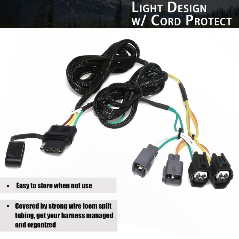 Arnés de cableado plano de 4 vías MECMO 200 cm para Jeep Wrangler TJ 1998‑2006