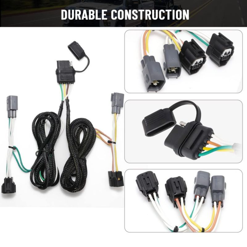 Arnés de cableado plano de 4 vías MECMO 200 cm para Jeep Wrangler TJ 1998‑2006