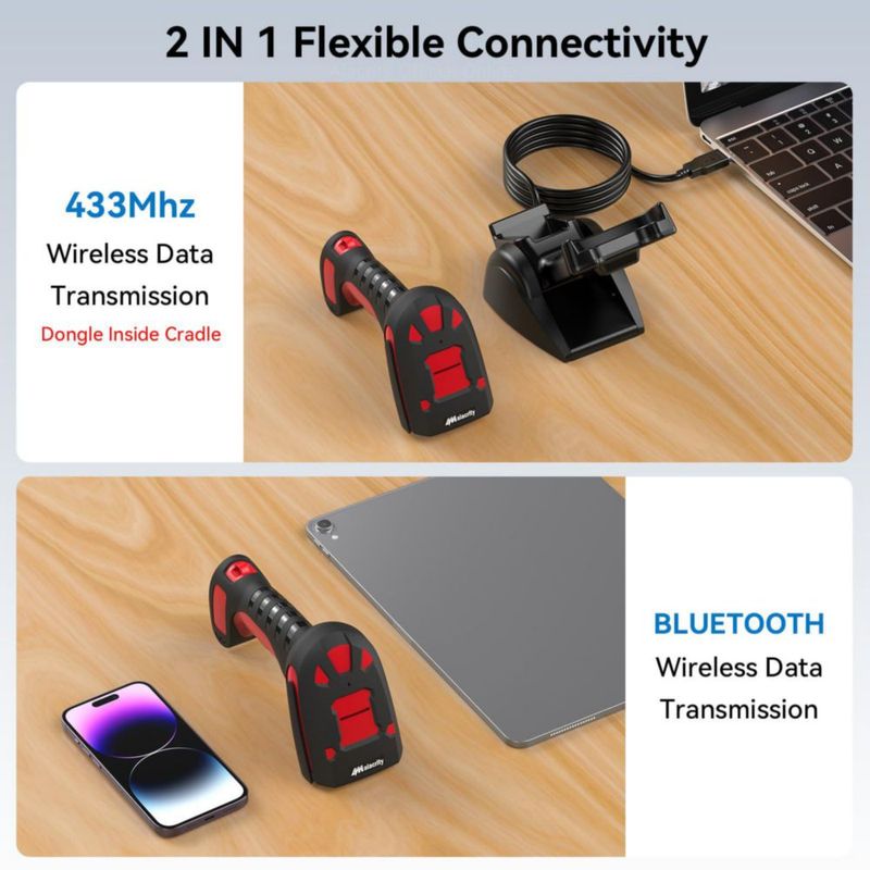 Escáner de códigos de barras Alacrity inalámbrico 433 MHz Bluetooth naranja