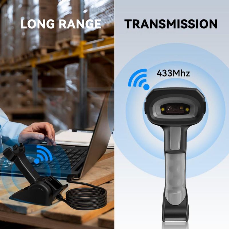 Escáner de códigos de barras Alacrity inalámbrico 433 MHz Bluetooth naranja
