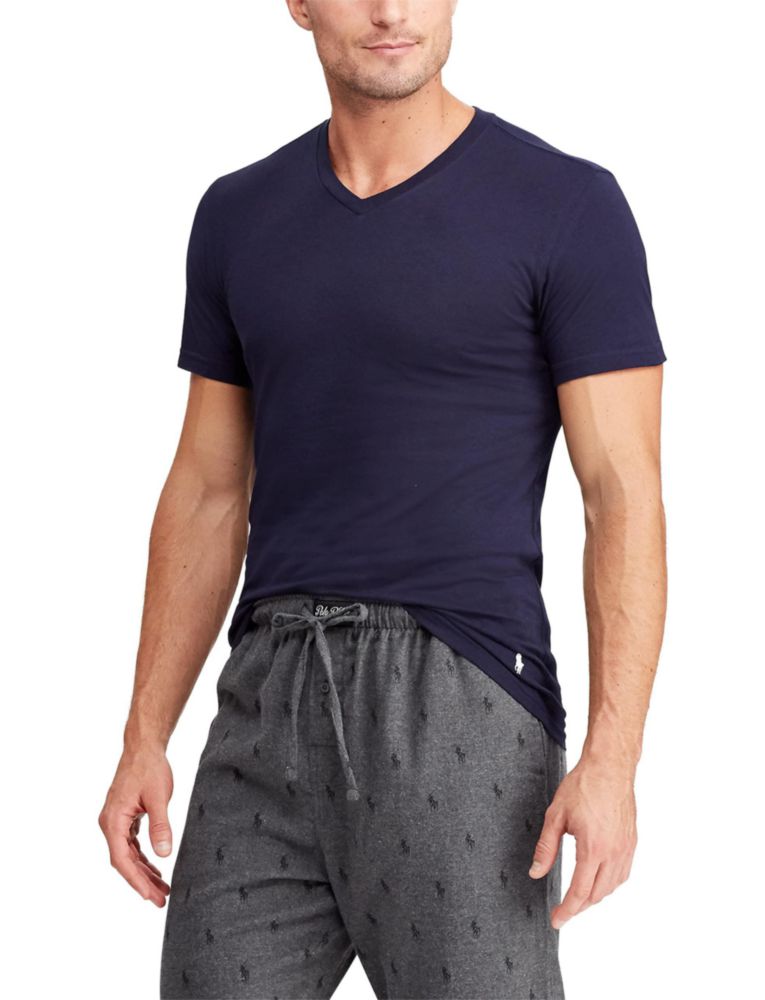 Camiseta Polo Ralph Lauren Slim Fit de Algodón con Cuello en V - Talla Grande