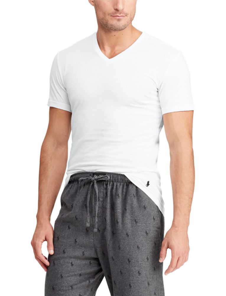 Camiseta Polo Ralph Lauren Slim Fit de Algodón con Cuello en V - Talla Grande