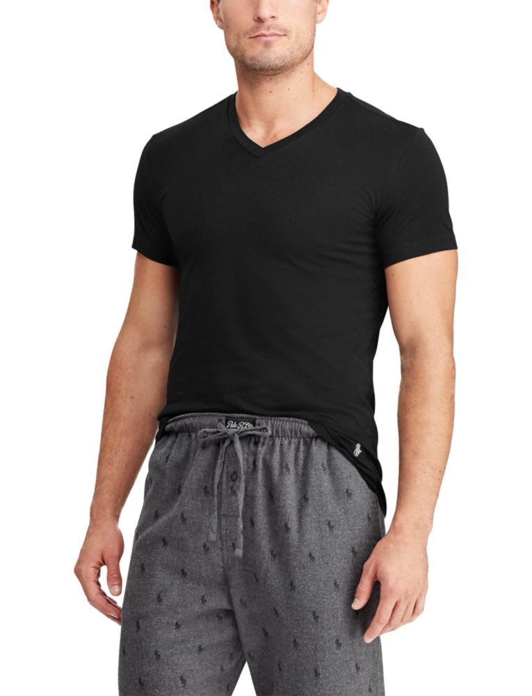 Camiseta Polo Ralph Lauren Slim Fit de Algodón con Cuello en V - Talla Grande