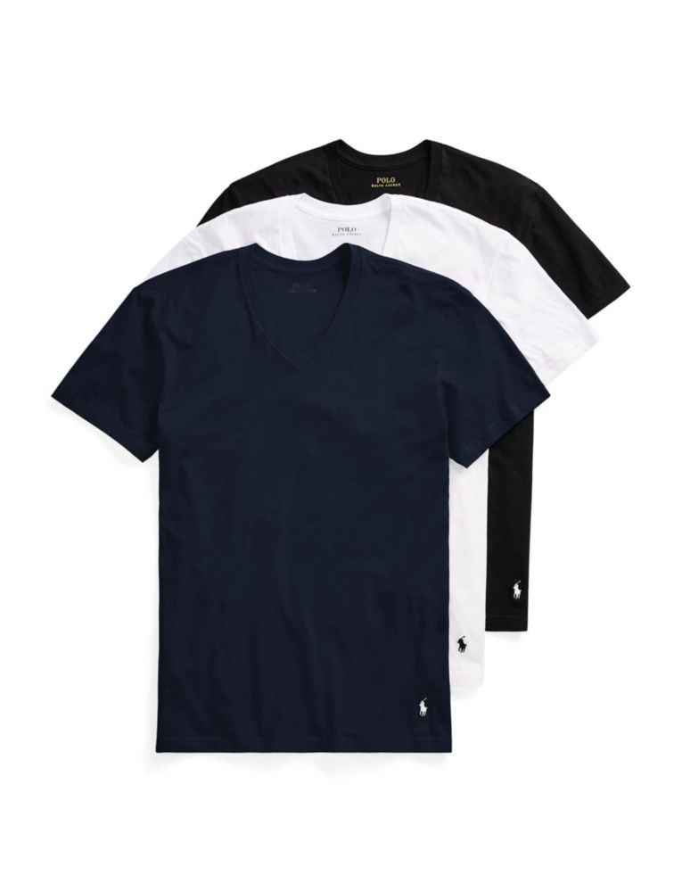 Camiseta Polo Ralph Lauren Slim Fit de Algodón con Cuello en V - Talla Grande