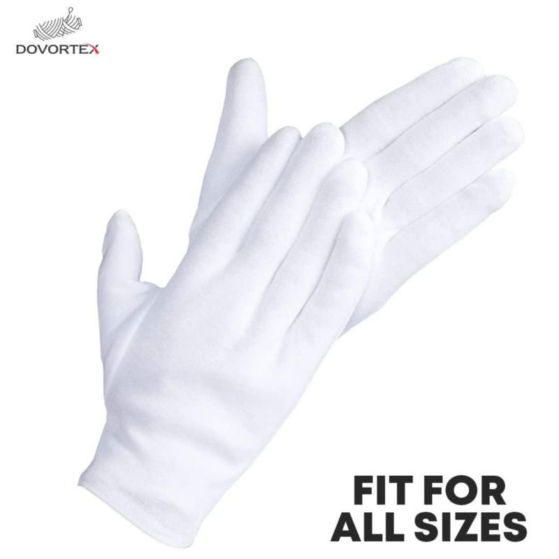 Guantes de algodón DOVORTEX 12 unidades blanco hidratante
