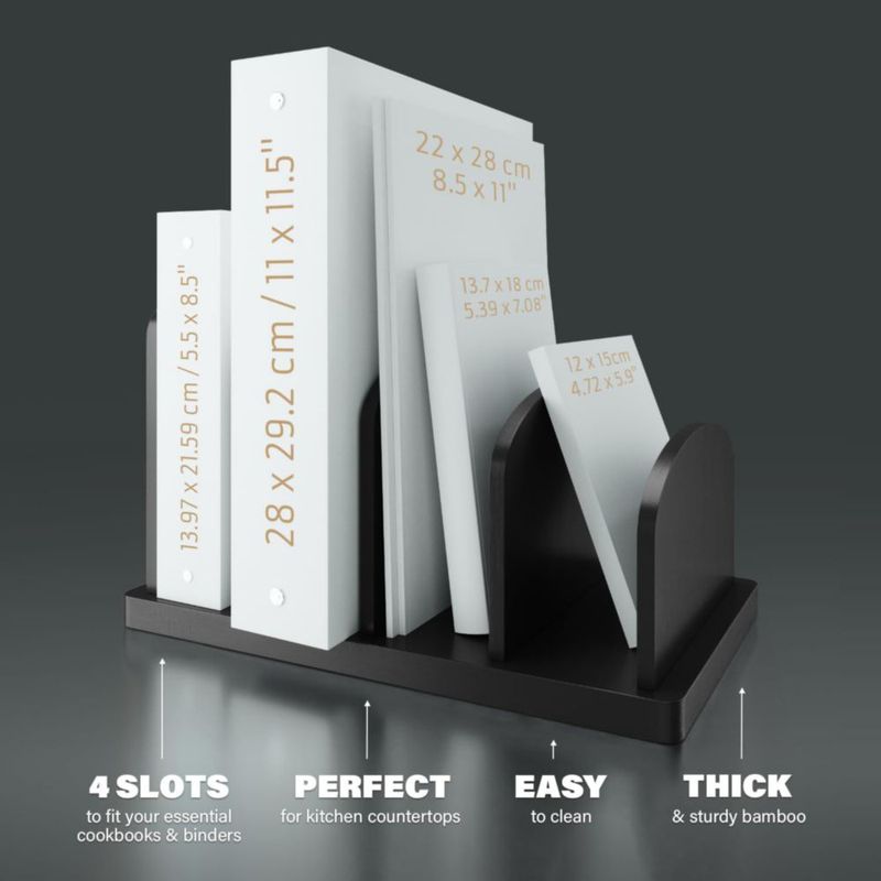 Soporte para libros CraftSaints de 4 secciones negro de sobremesa