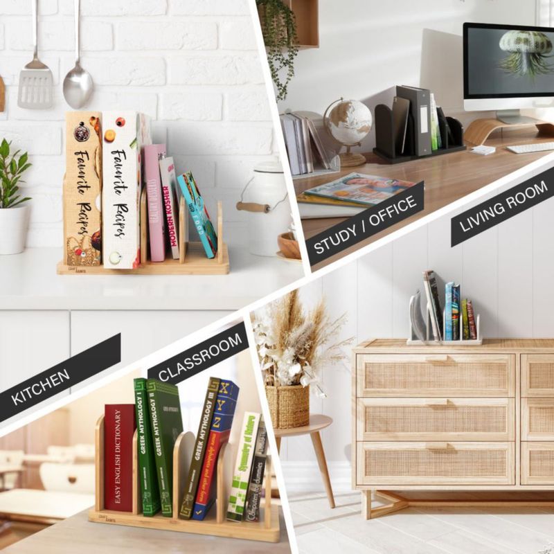 Soporte para libros CraftSaints de 4 secciones negro de sobremesa