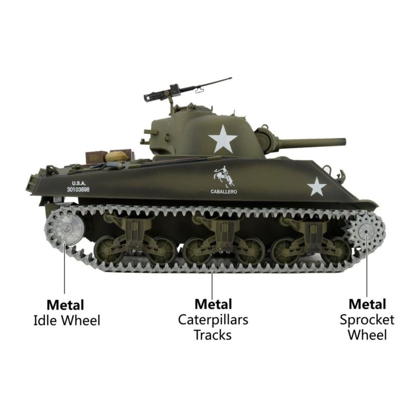 Tanque RC Heng Long M4A3 1:16 2.4GHz 360° Orugas de metal