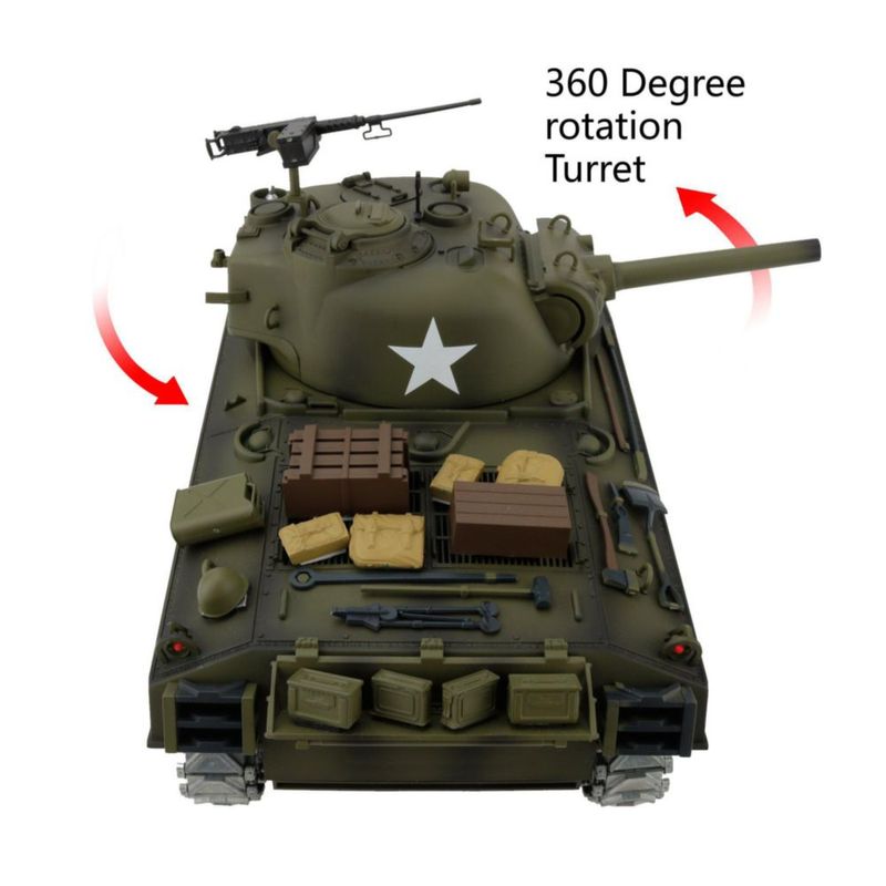 Tanque RC Heng Long M4A3 1:16 2.4GHz 360° Orugas de metal