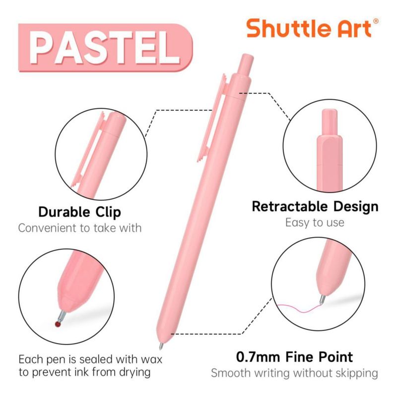 Plumas de gel Shuttle Art 10 colores pastel 07 mm punta fina