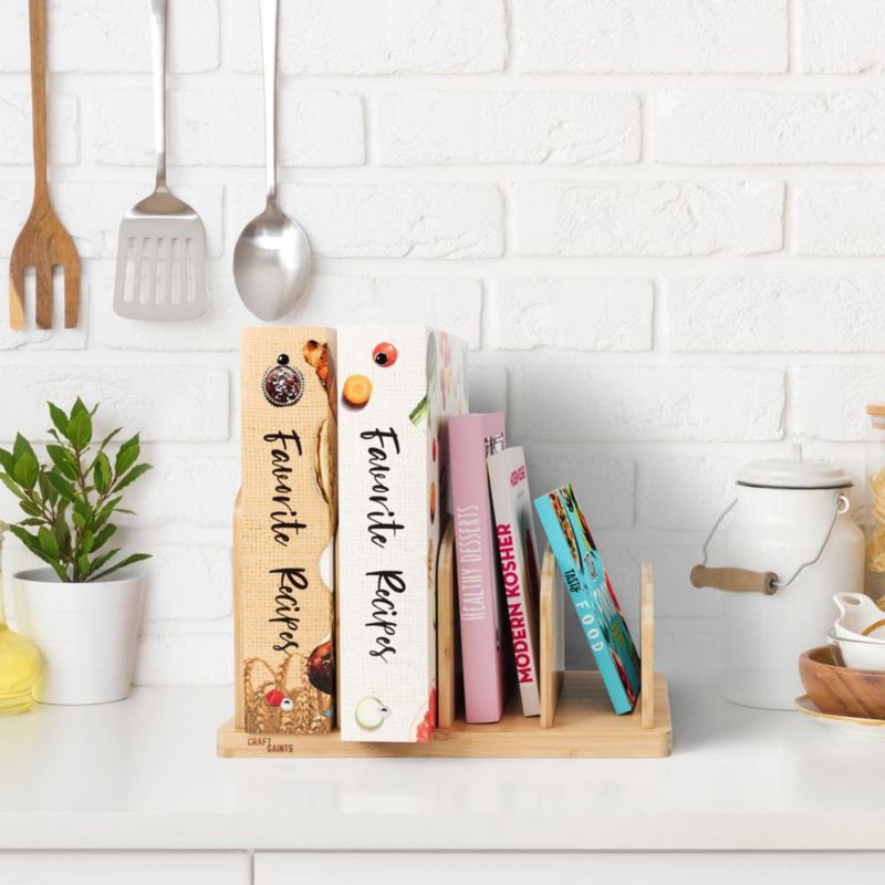 Soporte para libros CraftSaints de bambú de 4 secciones para mesa
