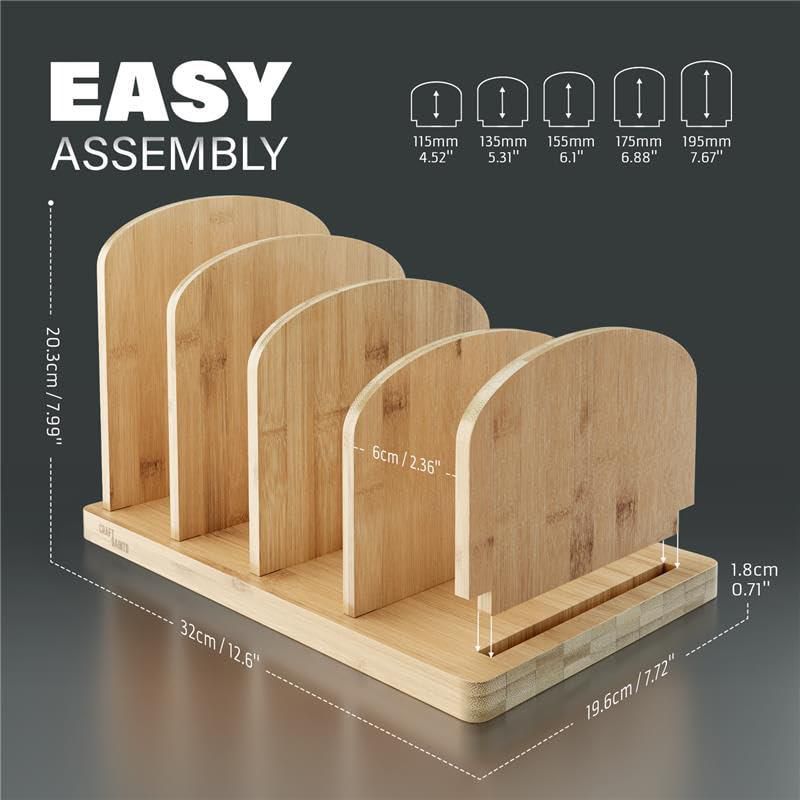 Soporte para libros CraftSaints de bambú de 4 secciones para mesa