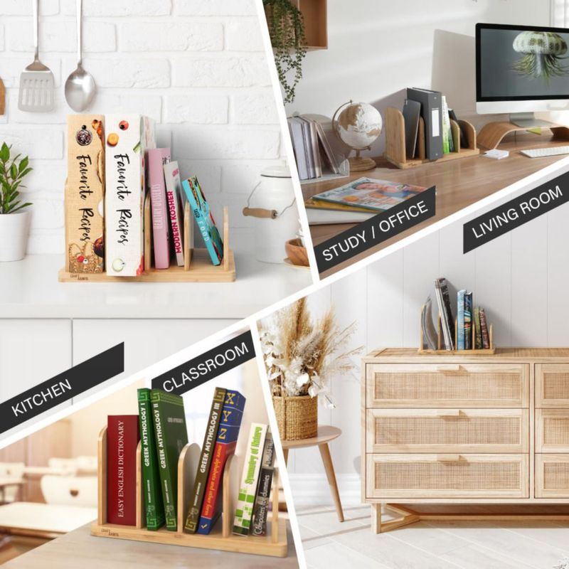 Soporte para libros CraftSaints de bambú de 4 secciones para mesa