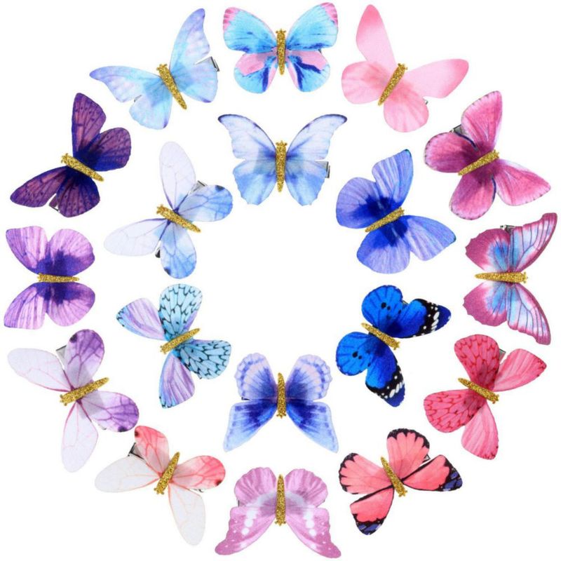 Pinzas para el pelo Boao 18 piezas estilo mariposa con brillo
