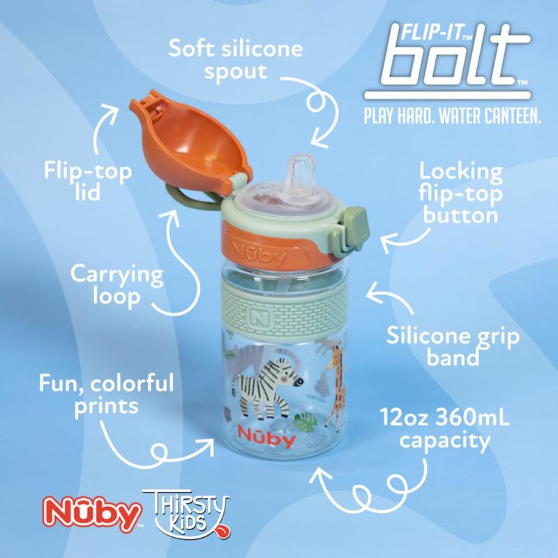 Vaso Nuby 360 ml Flip‑it Bolt para niños
