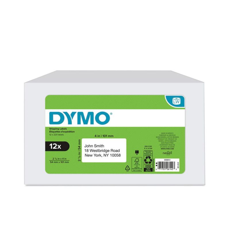 Etiquetas DYMO 2-1/8" x 4" 12 rollos (2640 etiquetas)