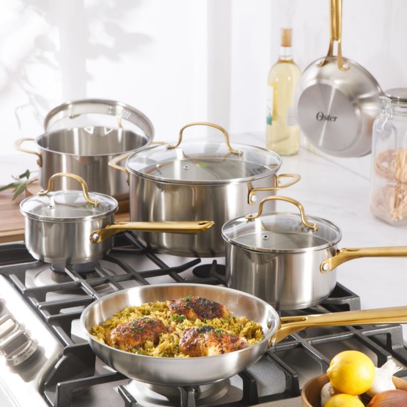 Juego de Utensilios de Cocina Oster 10 Piezas Acero Inoxidable Dorado
