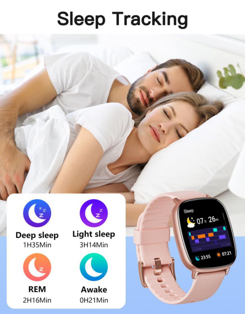 Reloj Inteligente HUAKUA GPS Rosa con Llamada/Respuesta 1.95"