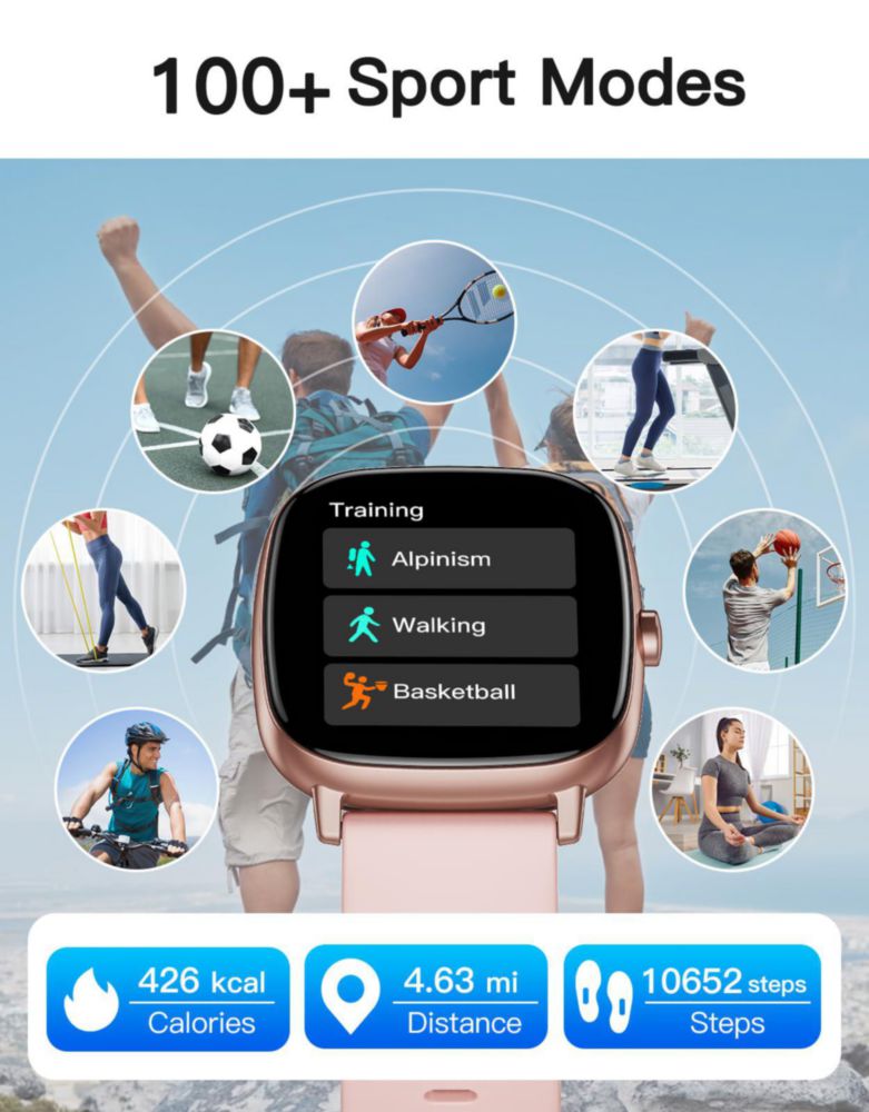 Reloj Inteligente HUAKUA GPS Rosa con Llamada/Respuesta 1.95"