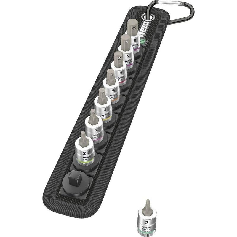 Juego de casquillos Wera 1/4" In-Hex-Plus con función de retención - 8 piezas