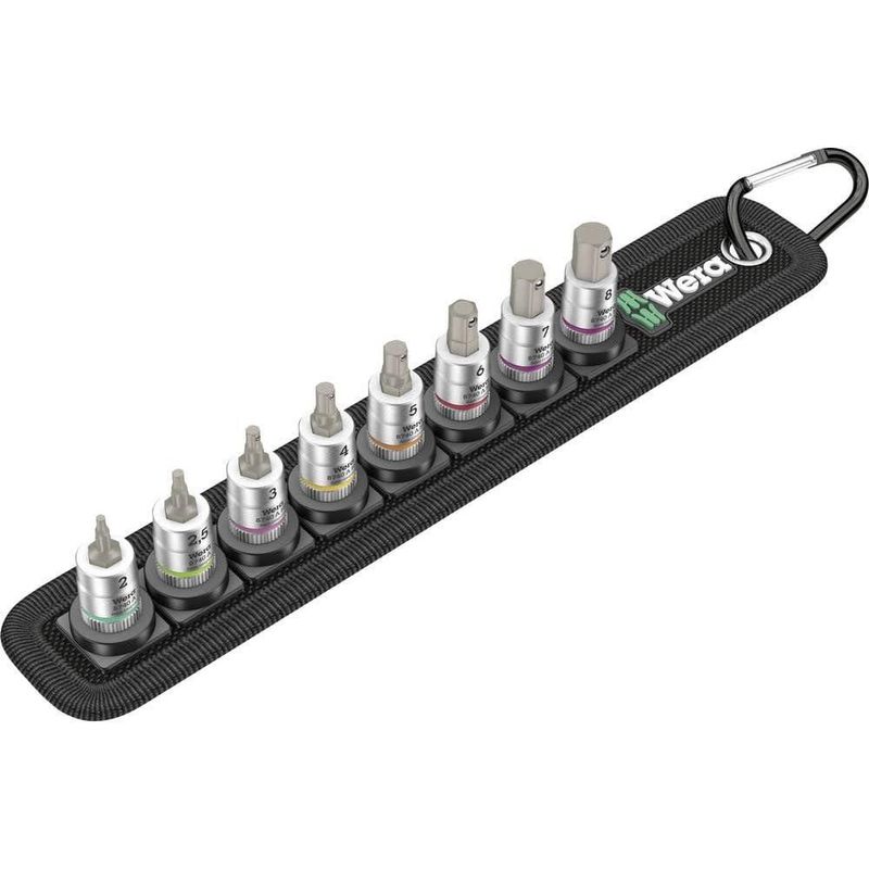 Juego de casquillos Wera 1/4" In-Hex-Plus con función de retención - 8 piezas